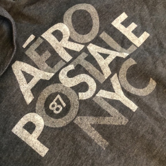 AEROPOSTALE | Crop Logo Drawstring Grey Hoodie - Size M - Picture 5 of 8